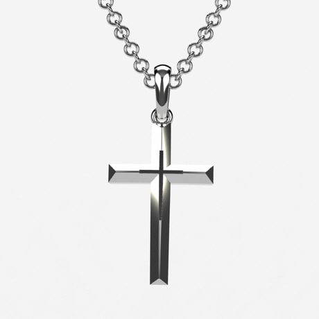 Men's 1/10 CT. T.W. Diamond Multi-Finish Layered Industrial Cross Pendant  in Stainless Steel and Yellow IP - 24